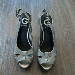 by Guess Glitter Peep Toe Heels
